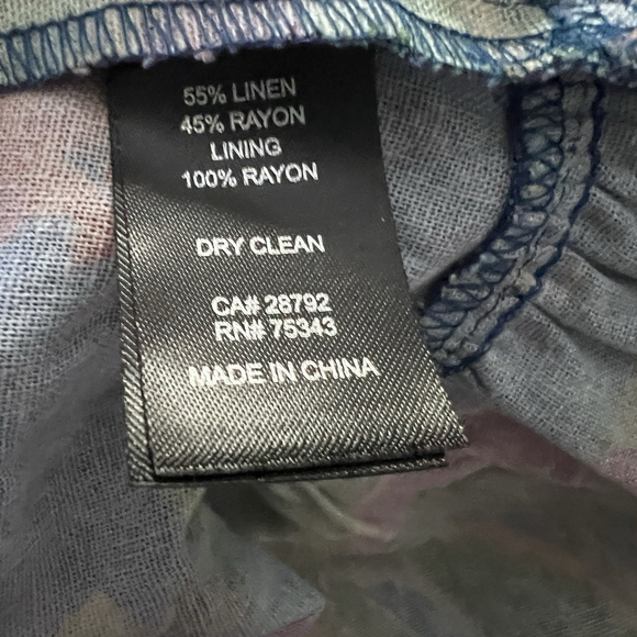 House of Harlow 1960 Large Tropical Parrot Linen Midi Dress Puff Sleeve Blue - Picture 11 of 11